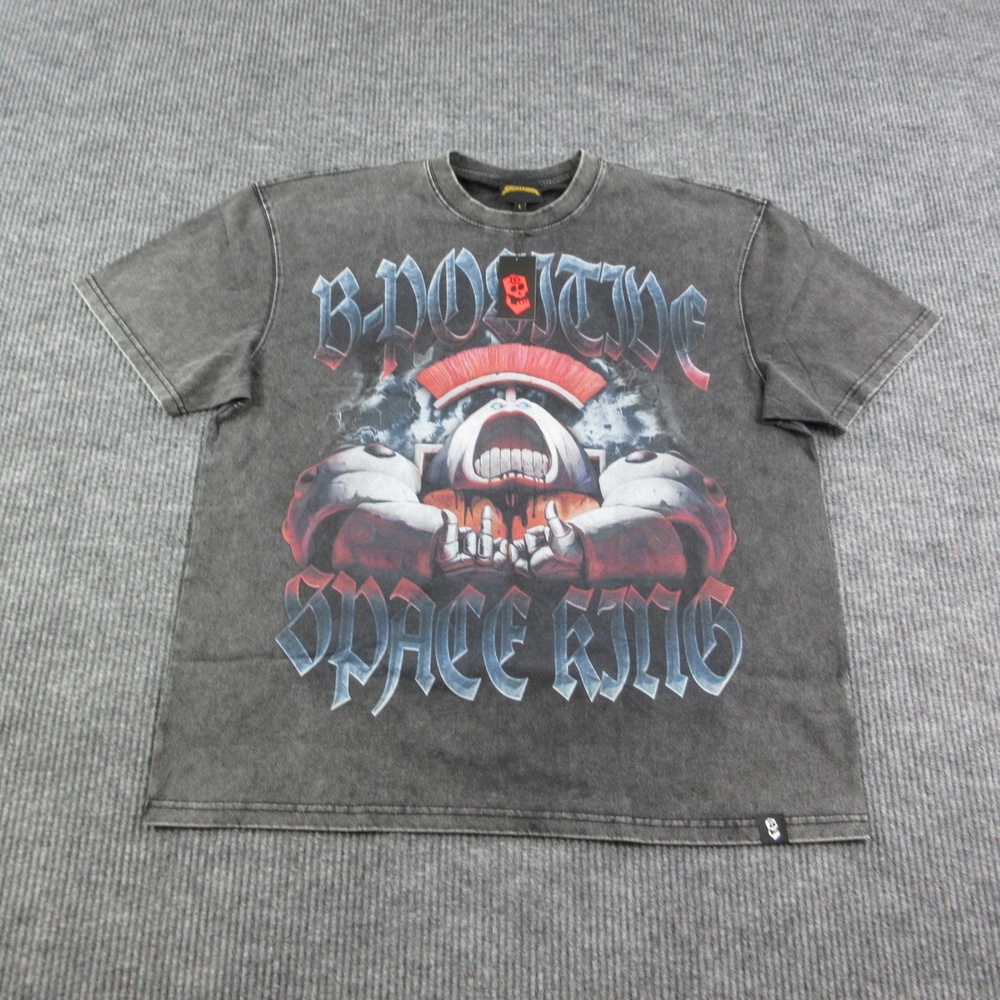 Space King Shirt Mens L Black Crew Neck Cotton B-Positive Logo Graphic Tee NWT